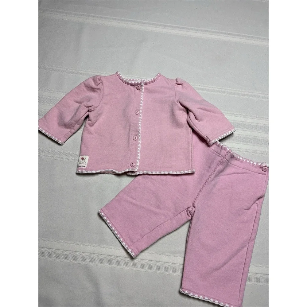 Ralph Lauren Girls Pink  2pc Long Sleeve Top/ Jacket And Pants Set 9M